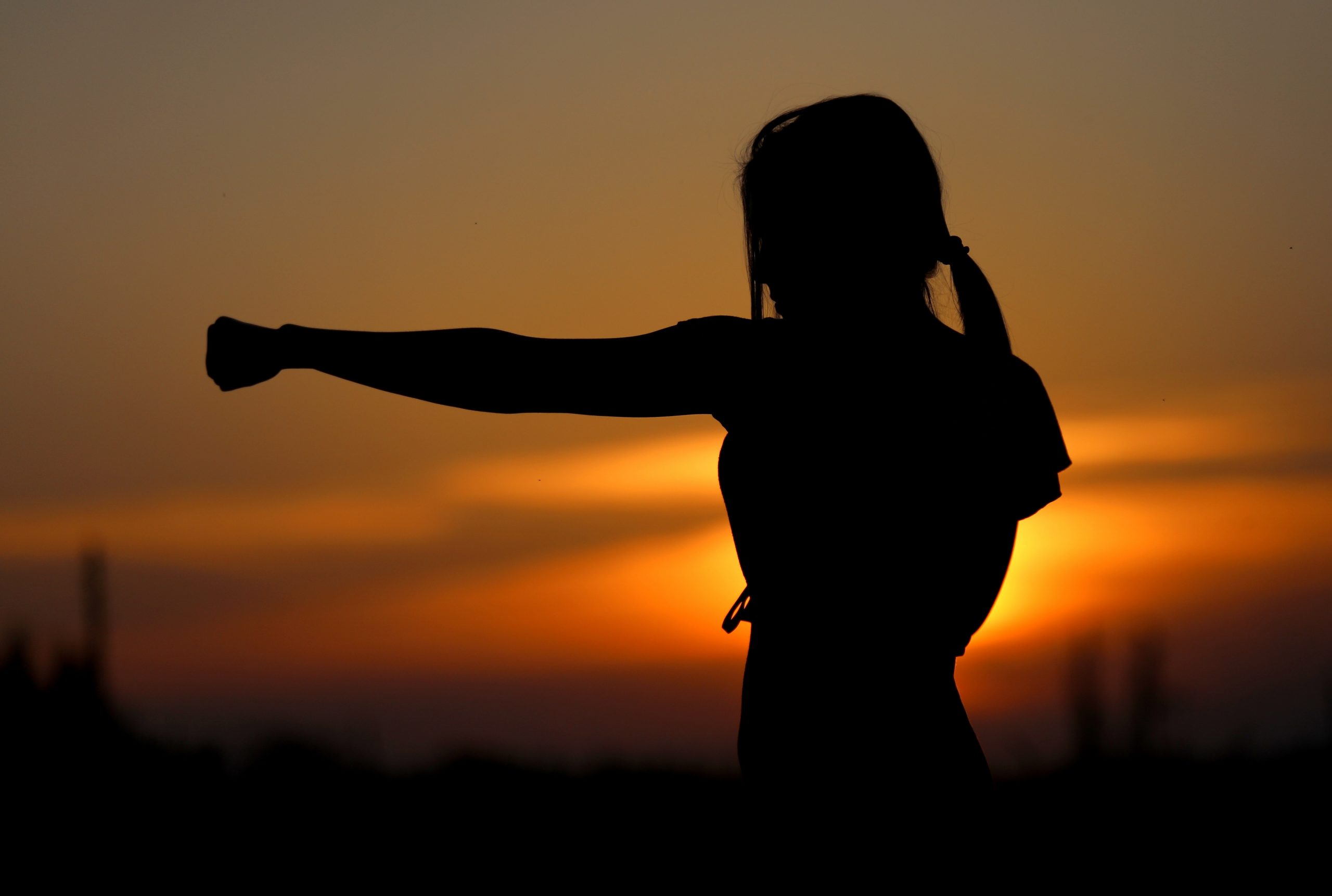 Silhouette Sunset Karate Sports Fight Resistance